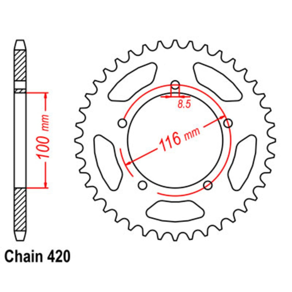 New SUPERSPROX 43T Sprocket Steel - Rear For KAWASAKI KX60, KX80 11-121-43