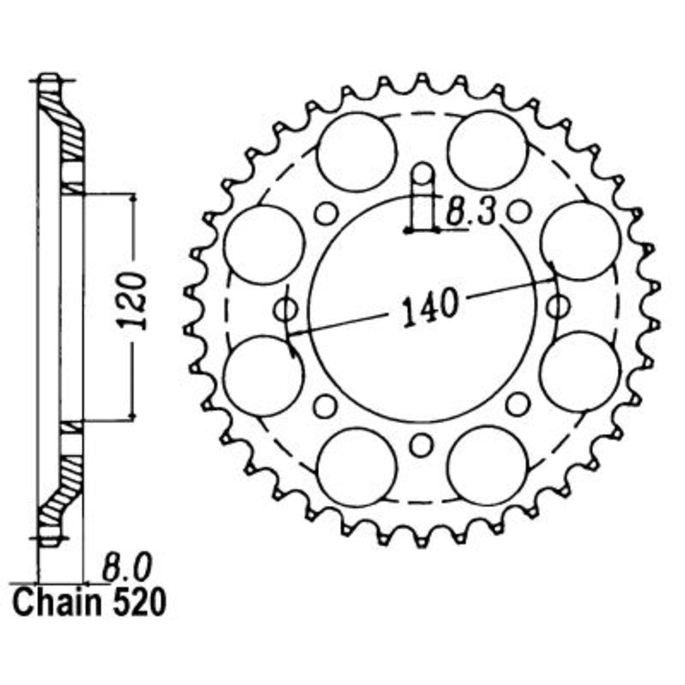 New SUPERSPROX 43T Sprocket Steel - Rear For KAWASAKI KLR600, KL600 11-185-43