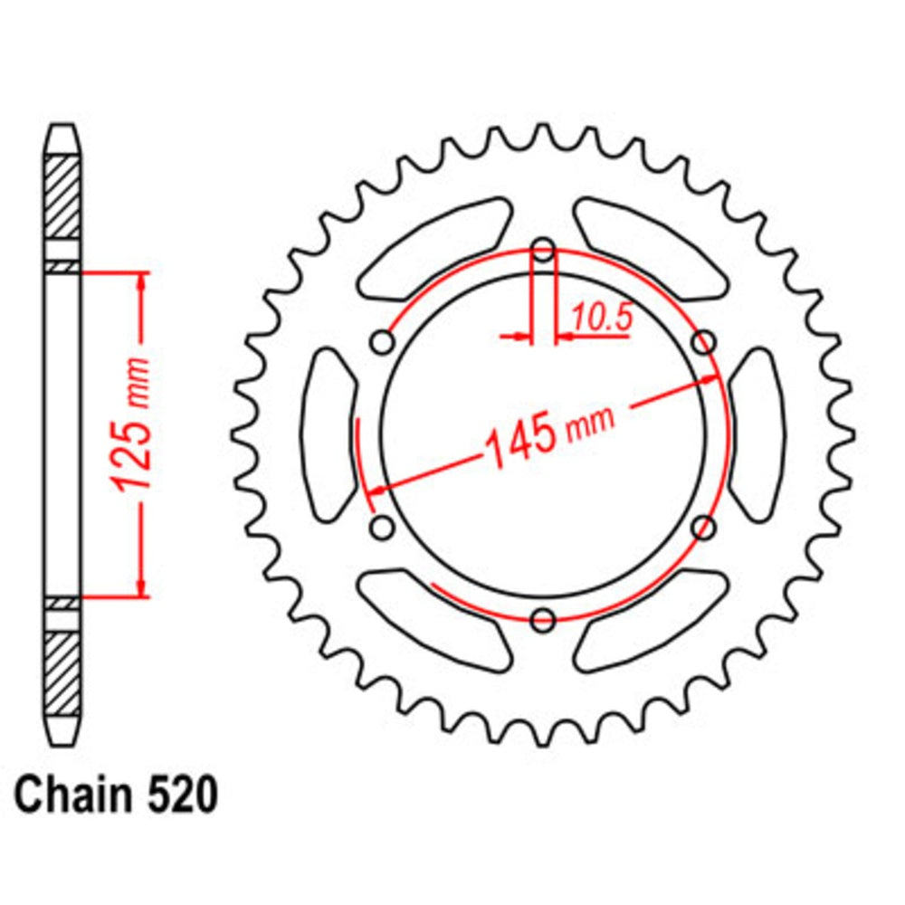 New MTX 45T Sprocket Steel - Rear For YAMAHA 11-1M1-45