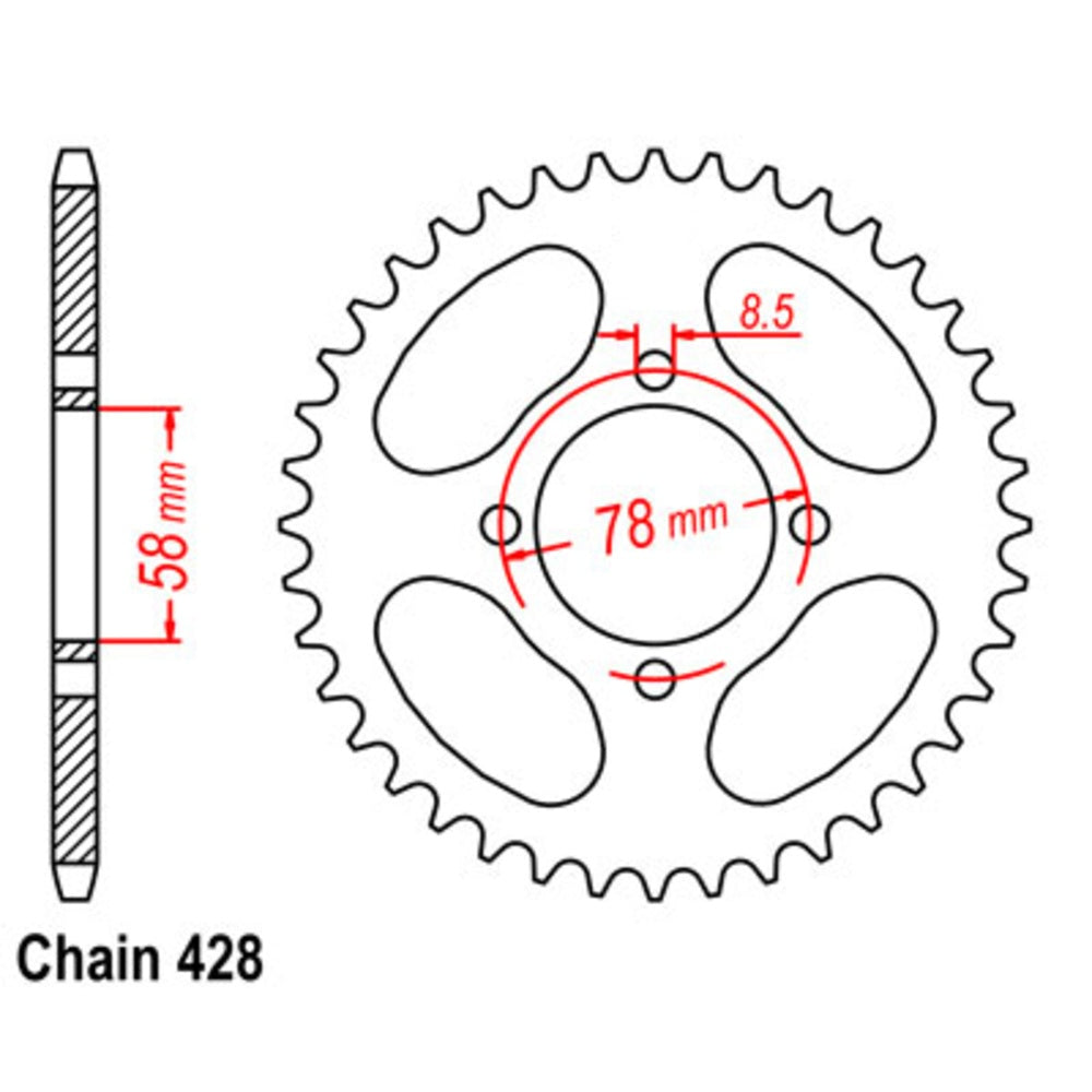 New SUPERSPROX 43T Sprocket Steel - Rear For KAWASAKI KH125 11-208-43