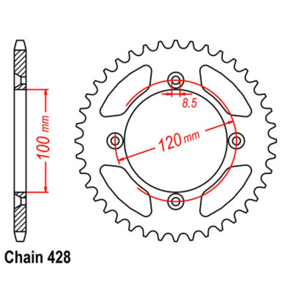 New SUPERSPROX 44T Sprocket Steel - Rear For SUZUKI, YAMAHA 11-209-44