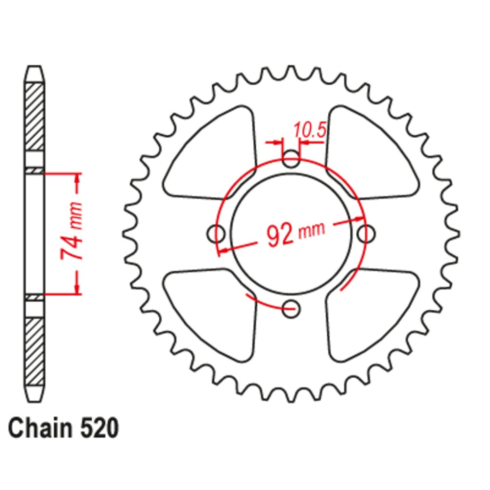 New SUPERSPROX 42T Sprocket Steel - Rear For YAMAHA YTM200 11-21V-42