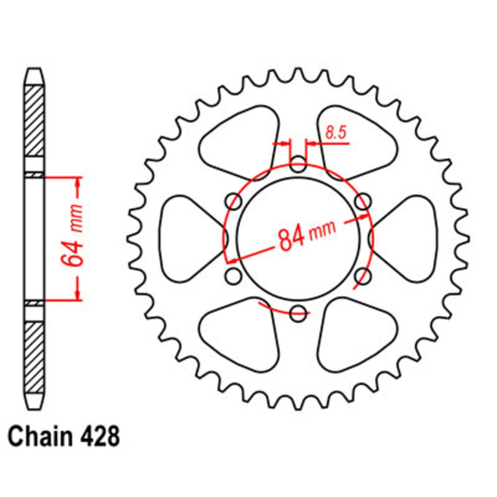 New SUPERSPROX 44T Sprocket Steel - Rear For SUZUKI 11-287-44