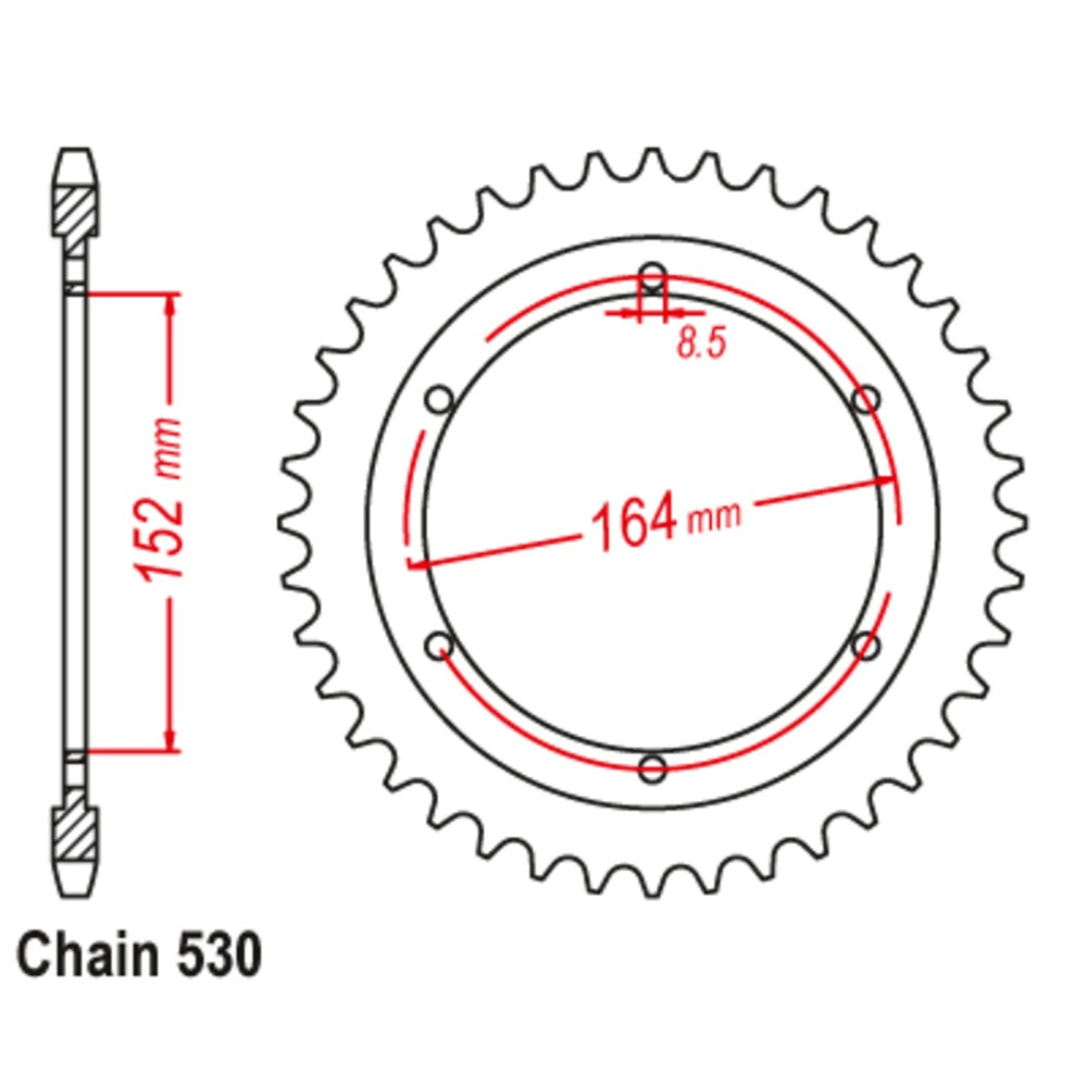 New MTX 44T Sprocket Steel - Rear For YAMAHA SR500 11-2J2-44