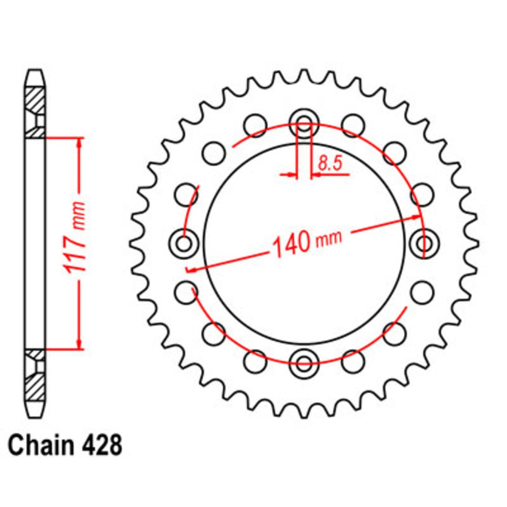 New SUPERSPROX 44T Sprocket Steel - Rear For YAMAHA YZ80 11-39K-44