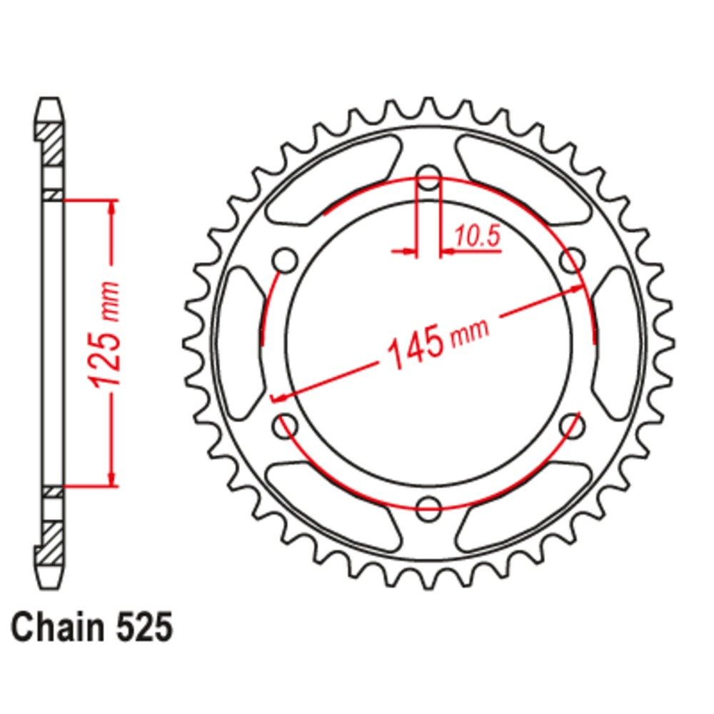 New MTX 44T Sprocket Steel - Rear For YAMAHA TDM850 11-3VD-44