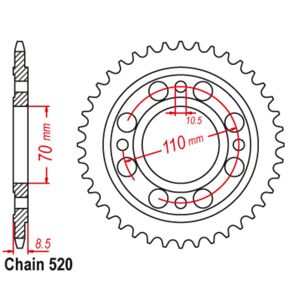 New MTX 36T Sprocket Steel - Rear For HONDA 11-443-36