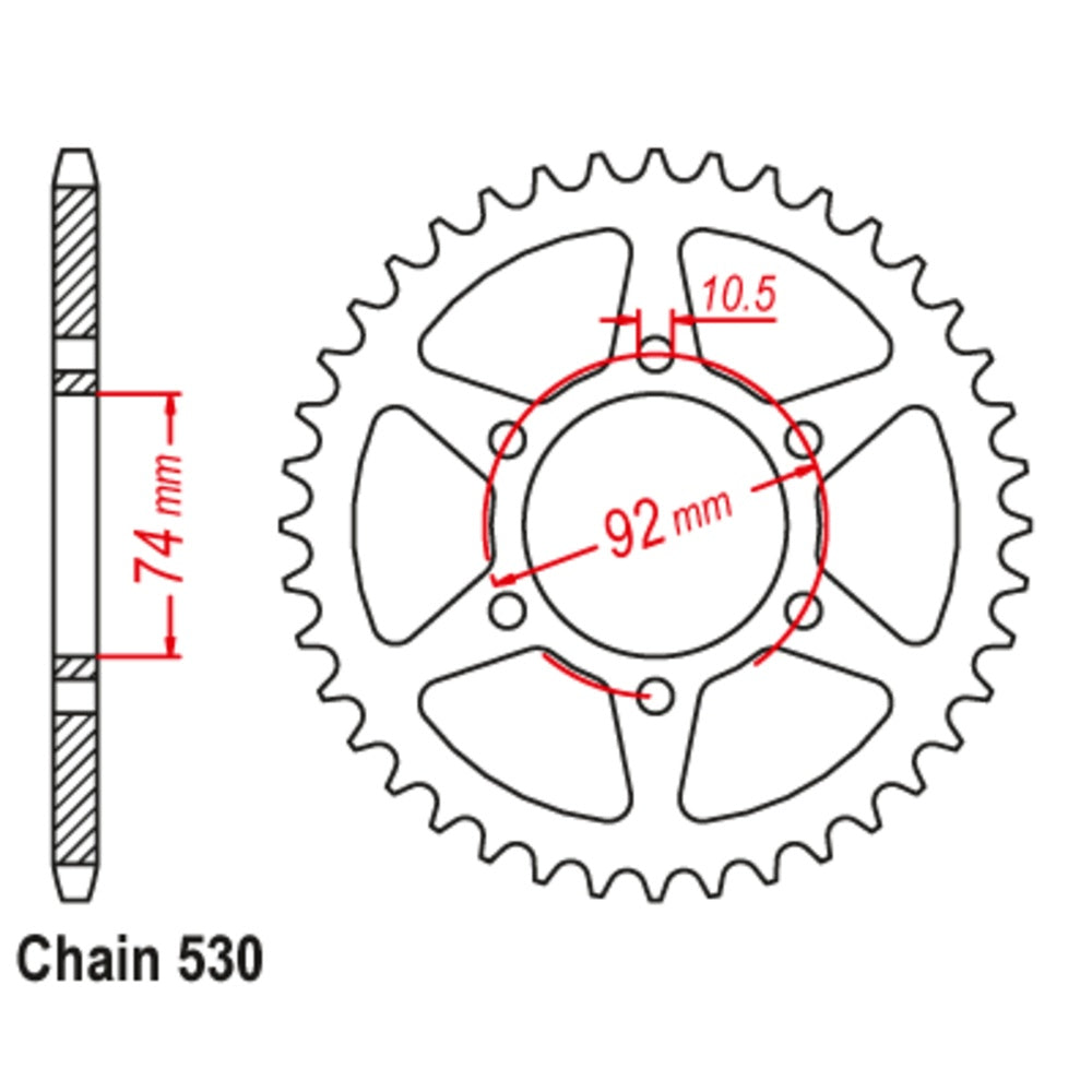New MTX 45T Sprocket Steel - Rear For YAMAHA XJ550 11-4V8-45