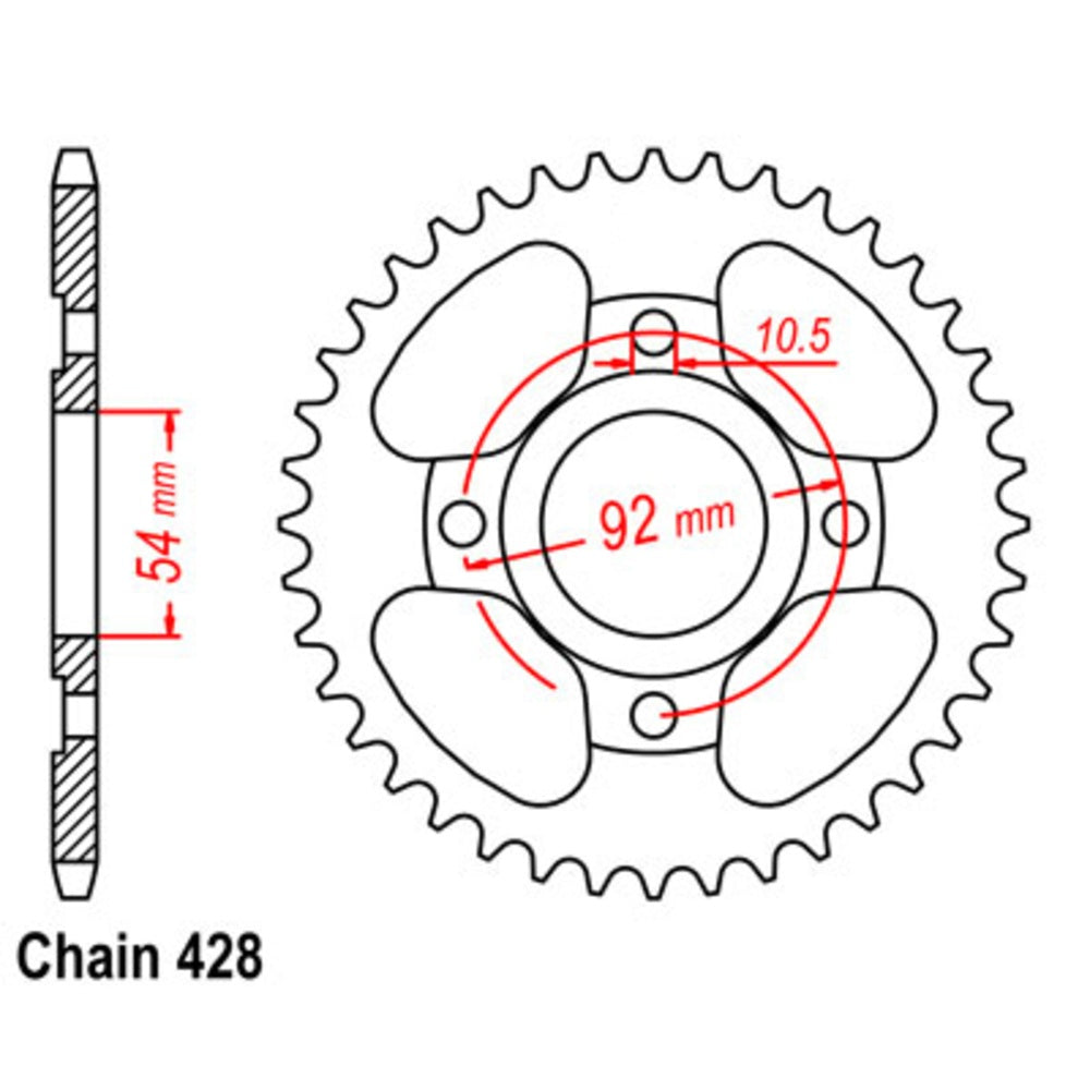 New SUPERSPROX 44T Sprocket Steel - Rear For HONDA CB90 11-5H0-44
