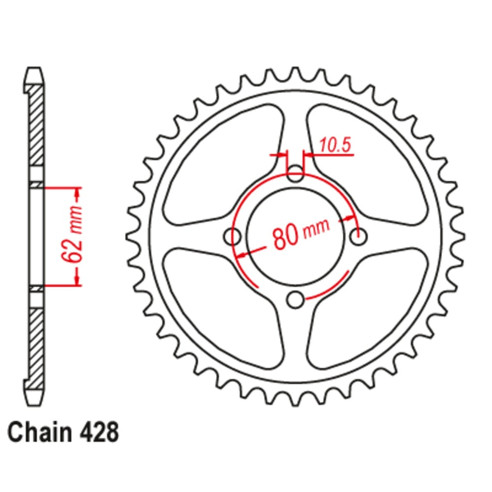 New SUPERSPROX 49T Sprocket Steel - Rear For YAMAHA 11-5HP-49