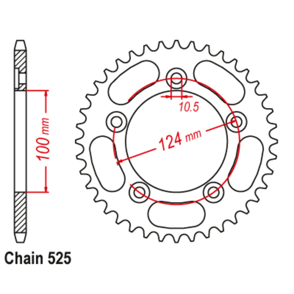 New MTX 36T Sprocket Steel - Rear For BENELLI, DUCATI 11-744-36