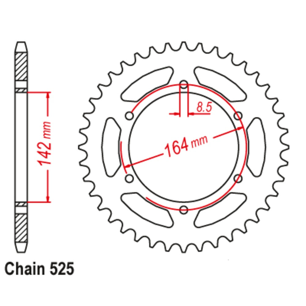 New SUPERSPROX 44T Sprocket Steel - Rear For HYOSUNG 11-HY2-44