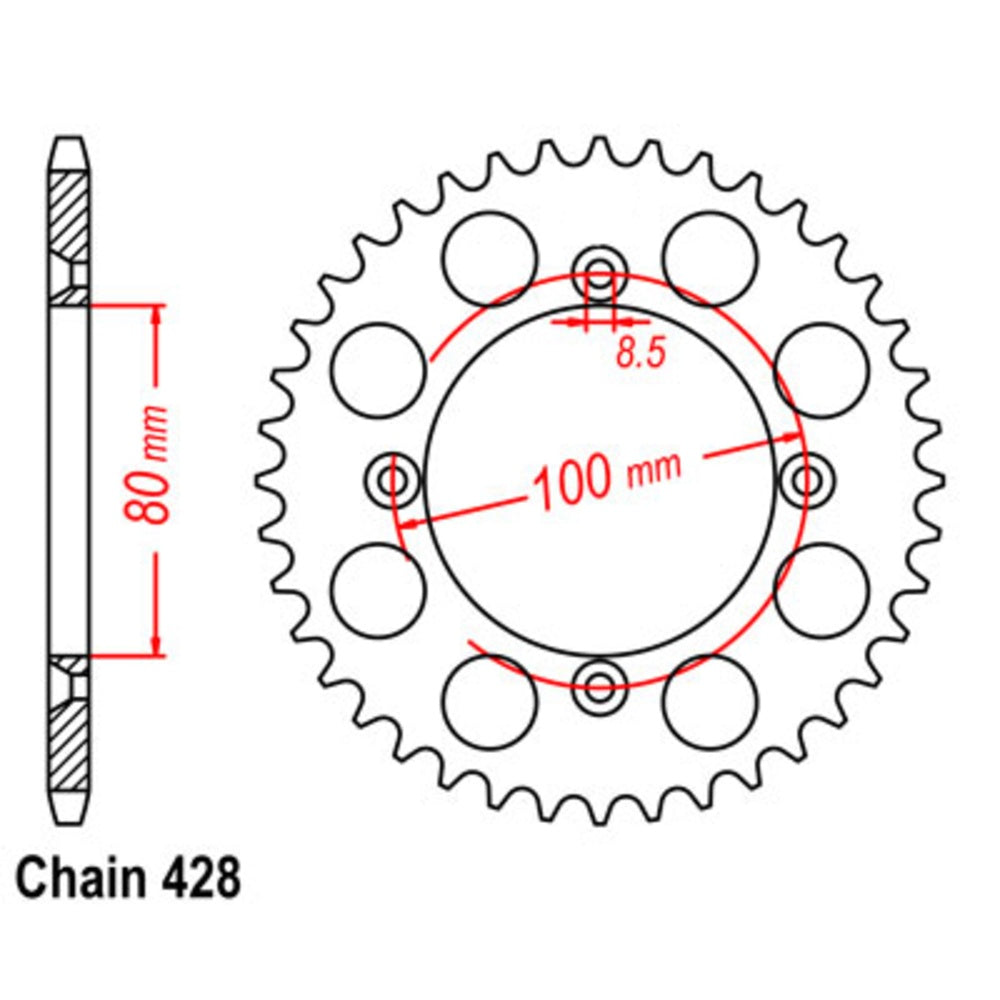 New SUPERSPROX 46T Sprocket Steel - Rear For HONDA CRF100F, XR100R 11-KN4-46