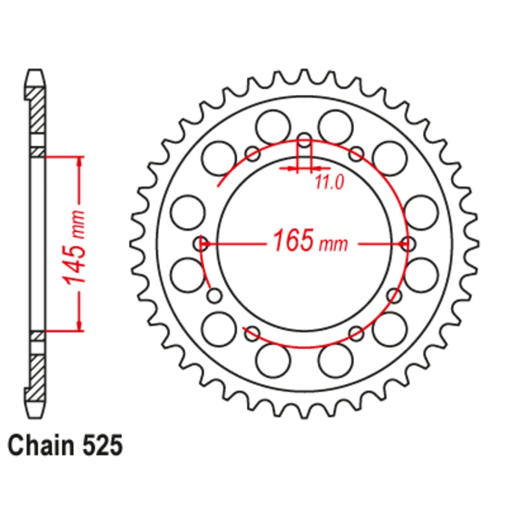 New MTX 45T Sprocket Steel - Rear For HONDA 11-ML0-45