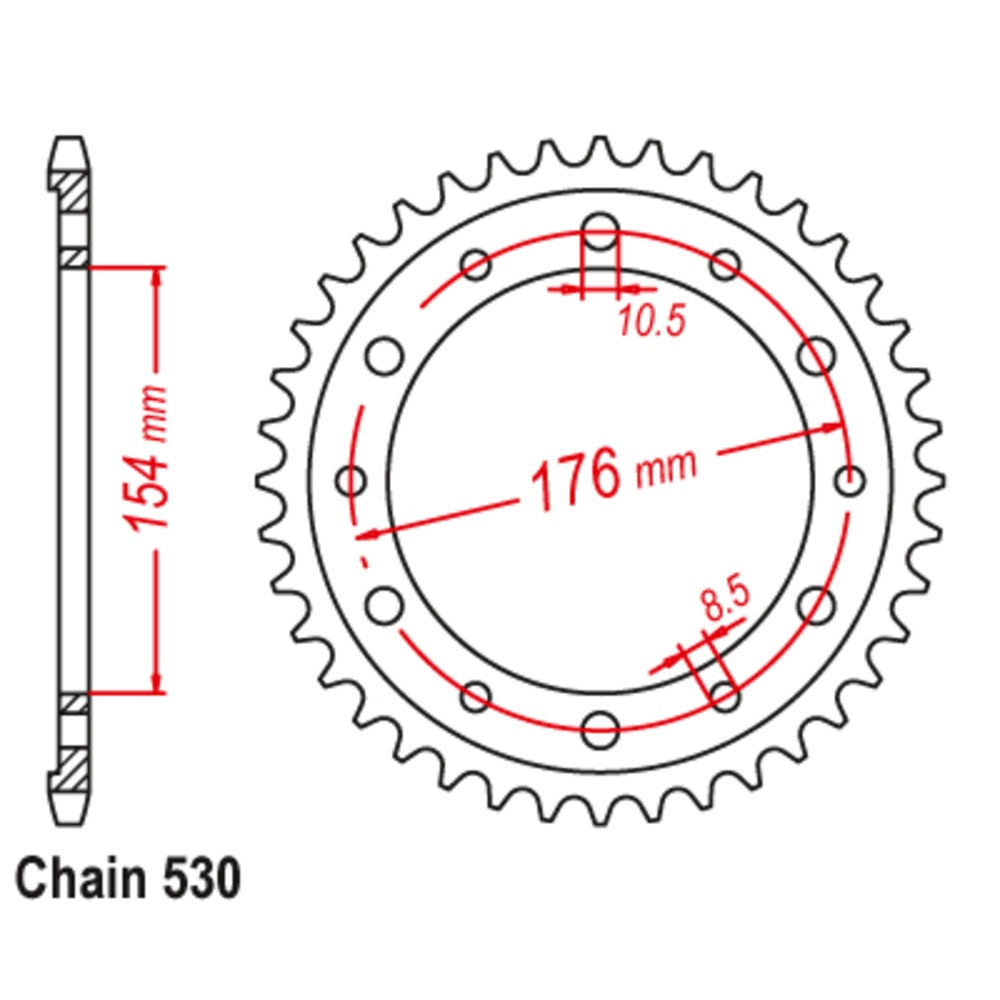 New MTX 43T Sprocket Steel - Rear For HONDA VFR750F, VFR800FI, CB1000R 11-MT4-43