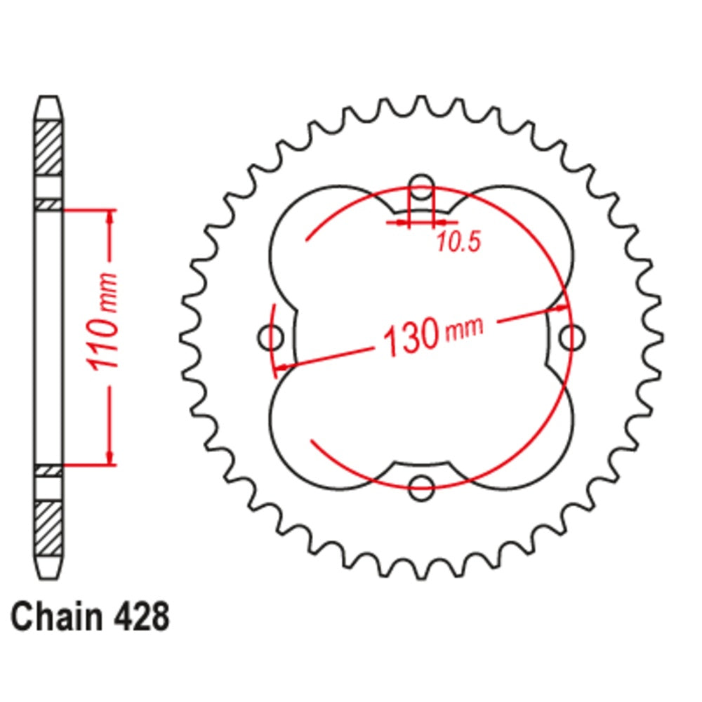New SUPERSPROX 50T Sprocket Steel - Rear For HONDA TRX125 11-VM6-50