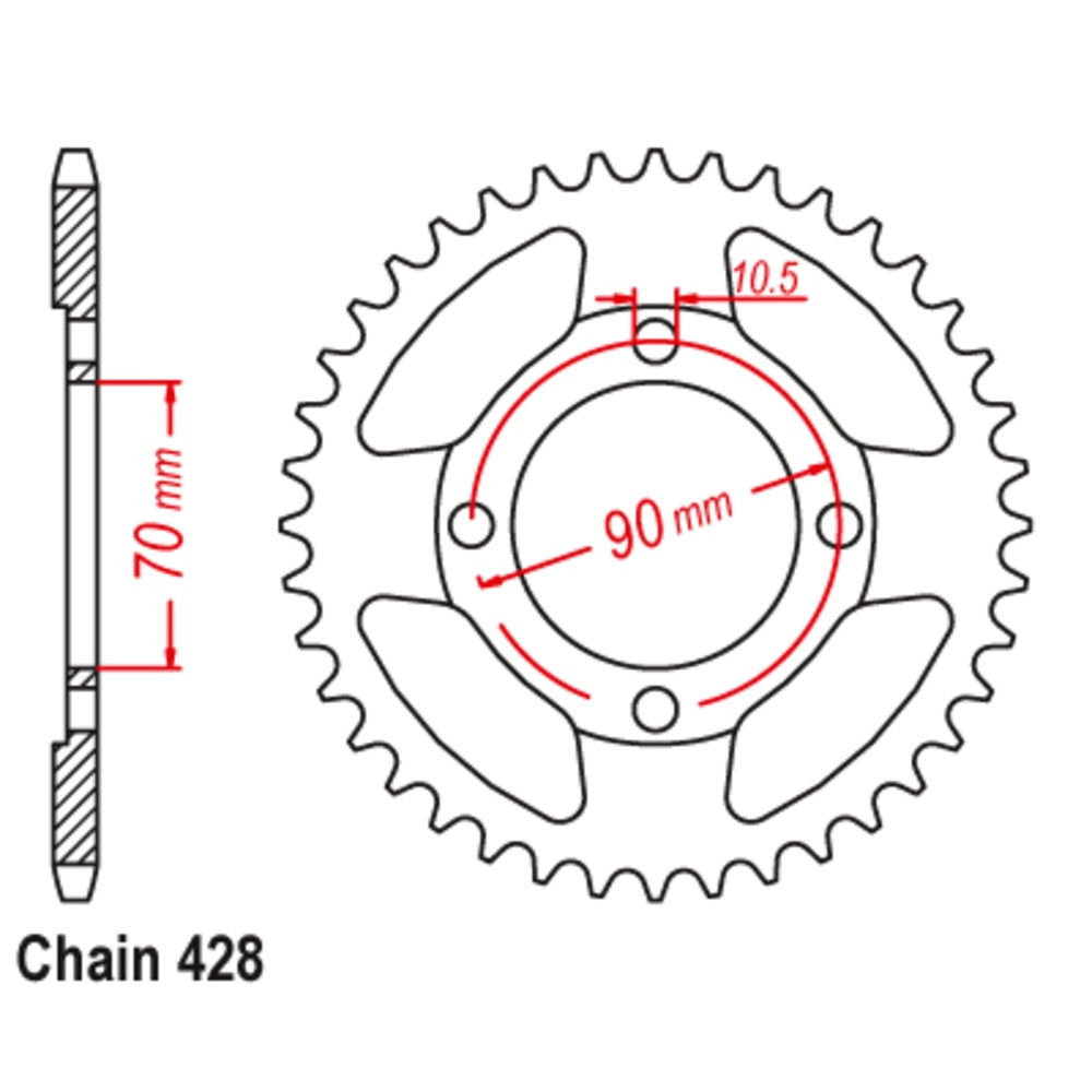 New SUPERSPROX 45T Sprocket Steel - Rear For HONDA CT110 X AUST POST 11-Y2P-45