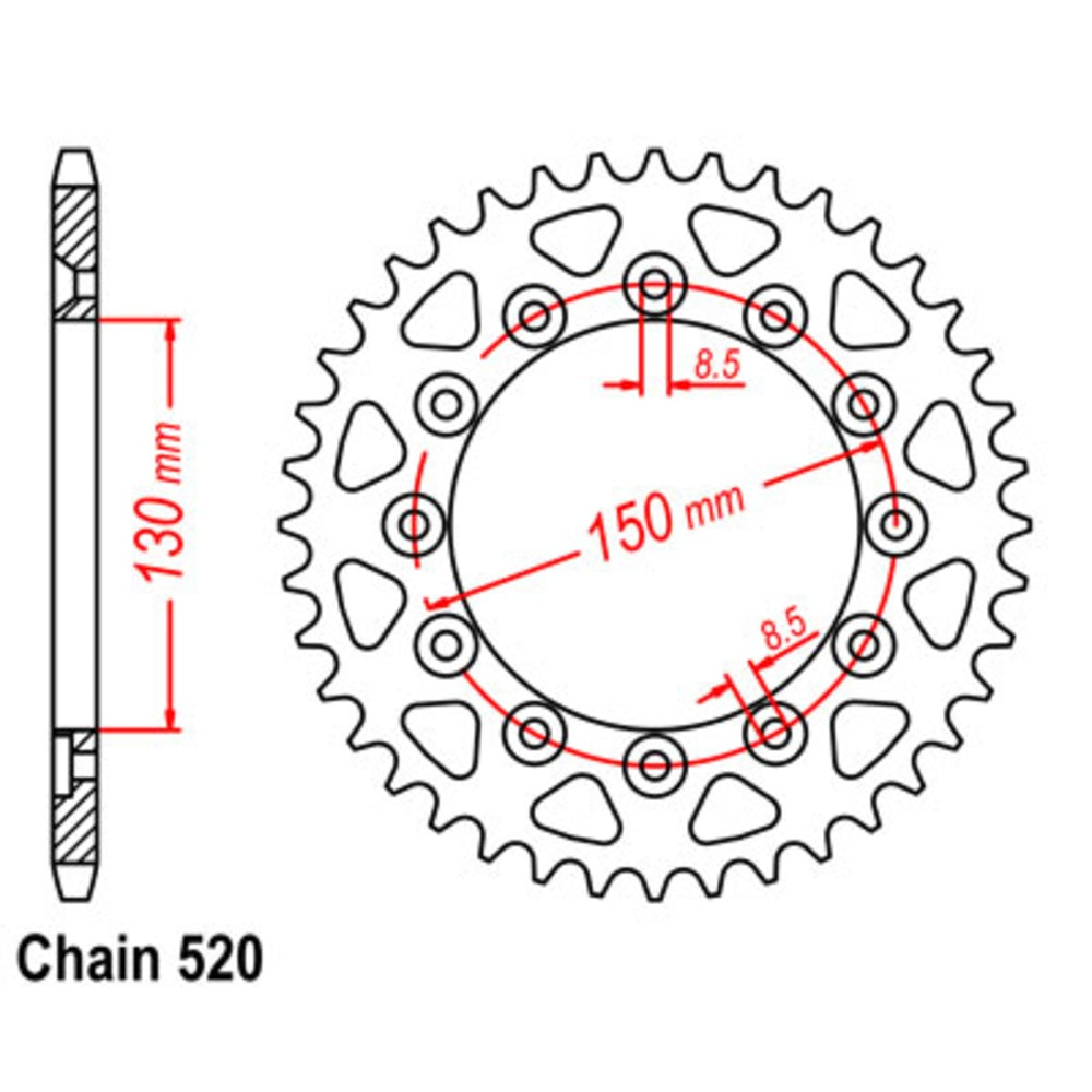 SUPERSPROX Rear Sprocket Stealth Composite For YAMAHA 11S-428-52BK