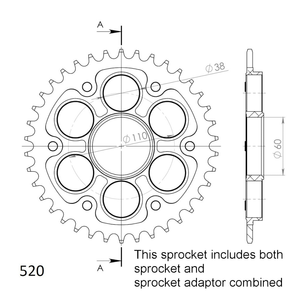 New SUPERSPROX Rear Sprocket Stealth Composite Alternate Pitch 11S-737-39R