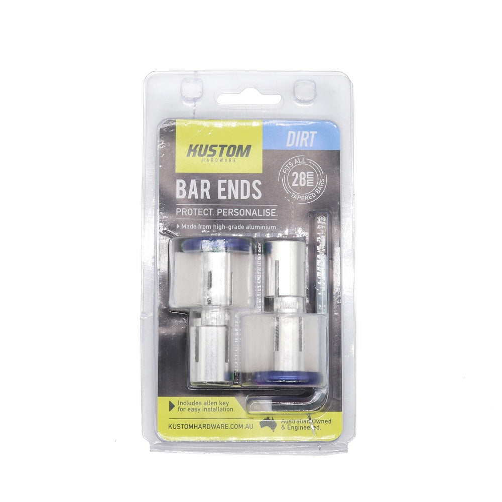 New KUSTOM HARDWARE Bar End Plug 28mm 3 Piece - Blue 17-BP3-03