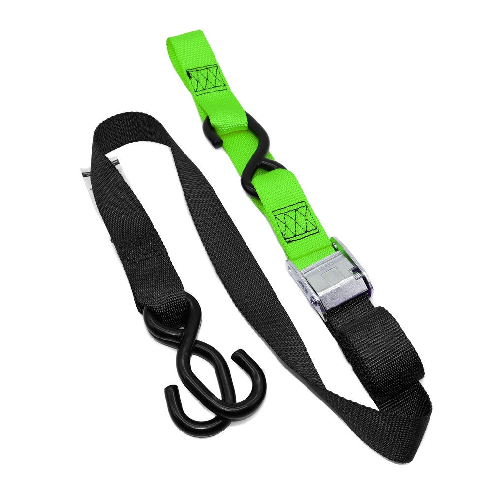 New KUSTOM MX Tie Down 38mm Twin Hook - Black/Green Loop 20-TD2-BG