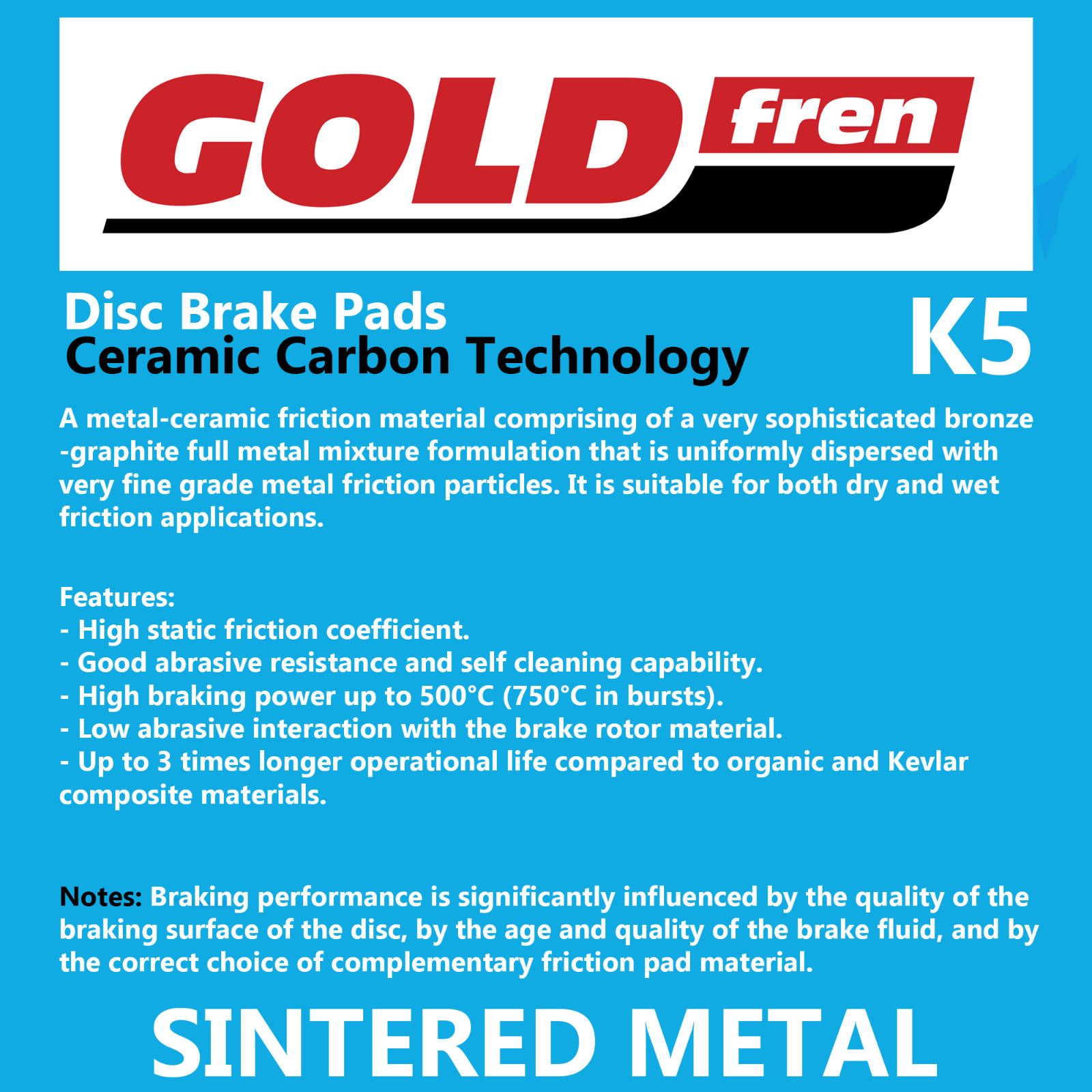New GOLDFREN Brake Pad - K5 Off-Road Racing #GF121K5