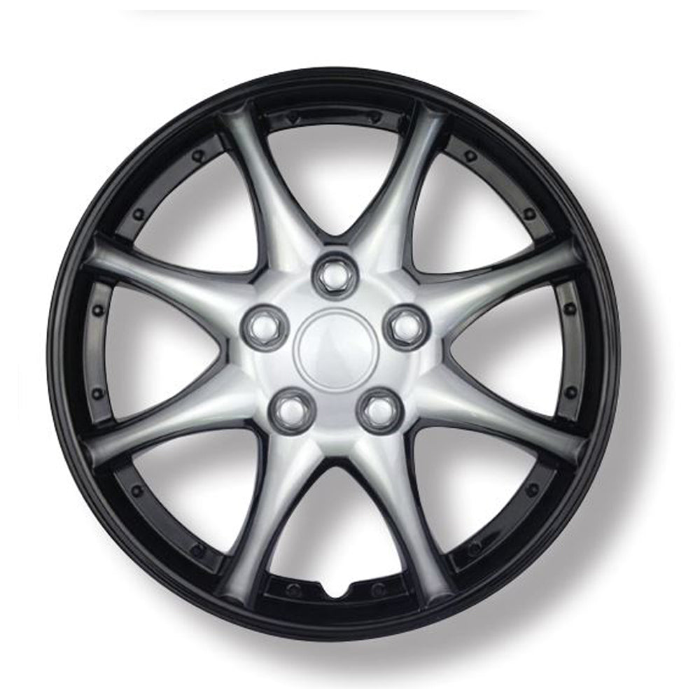 GEAR-X Premium Ice Black/Silver NOTECHIS Wheel Cover 15'' Set of 4 GXP976IB/S-15