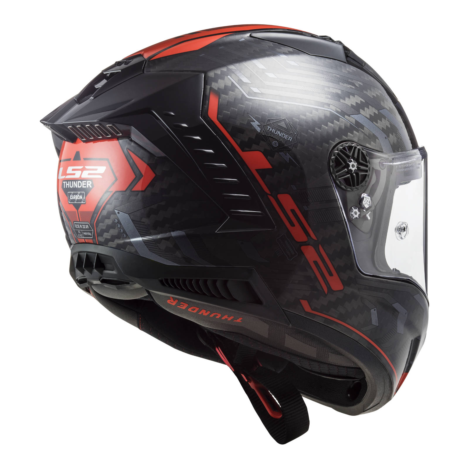 LS2 FF805 Thunder Carbon Sputnik Helmet - Gloss Metal / Red (M) #LS2FF805METREDM