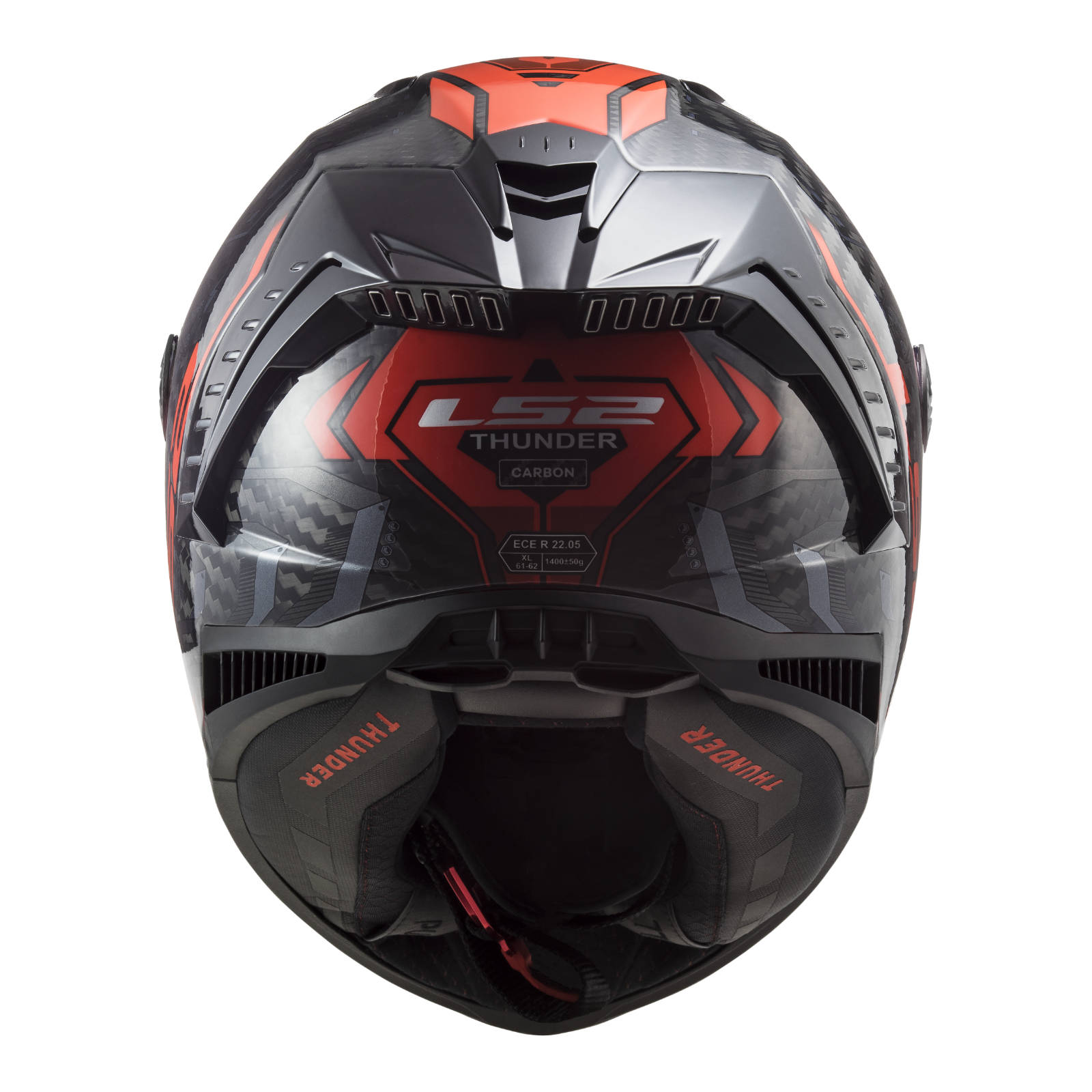 LS2 FF805 Thunder Carbon Sputnik Helmet - Gloss Metal / Red (M) #LS2FF805METREDM