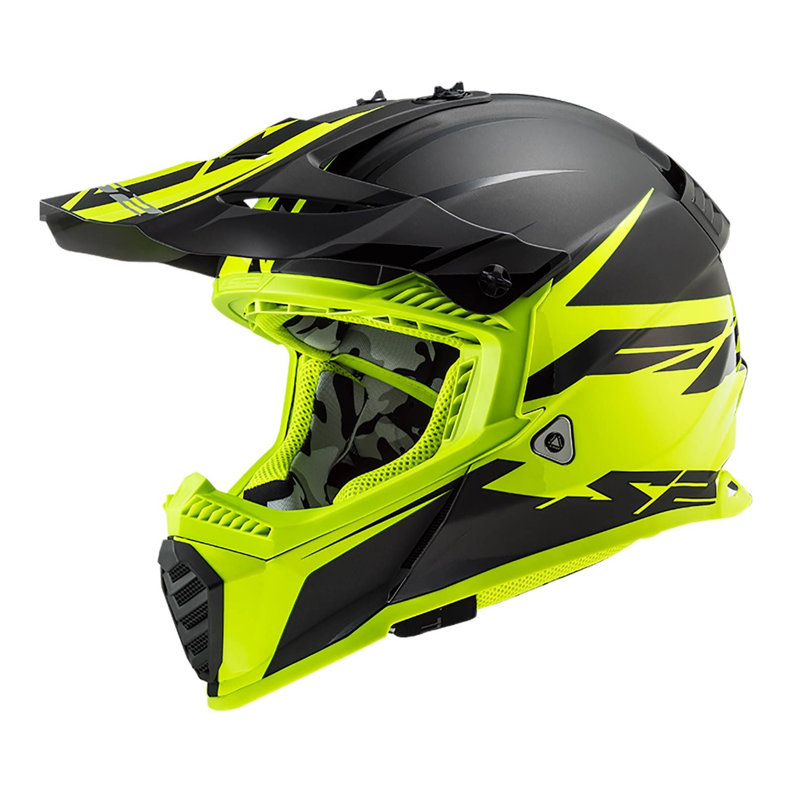 New LS2 MX437 Fast EVO Roar Helmet - Black / Hi-Vis (S) #LS2MX437ROMBYS