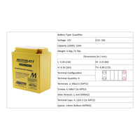 New MOTOBATT Quadflex AGM Battery #MB12U