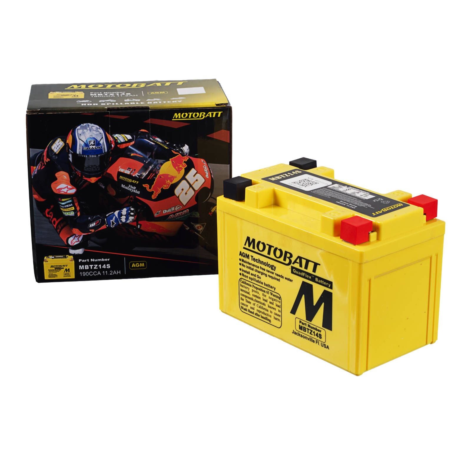 New MOTOBATT Quadflex AGM Battery #MBTZ14S