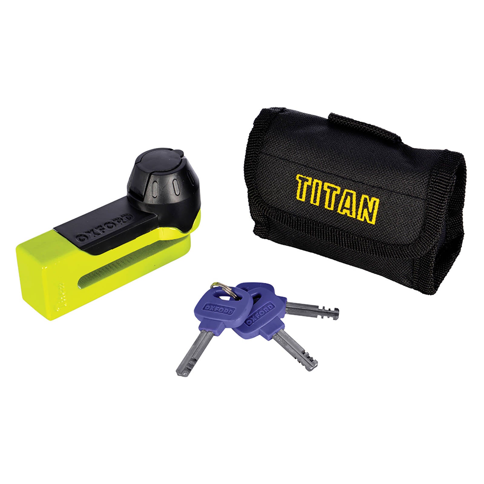 New OXFORD Titan 10mm Pin Disc Lock Yellow Include Pouch #OXLK486