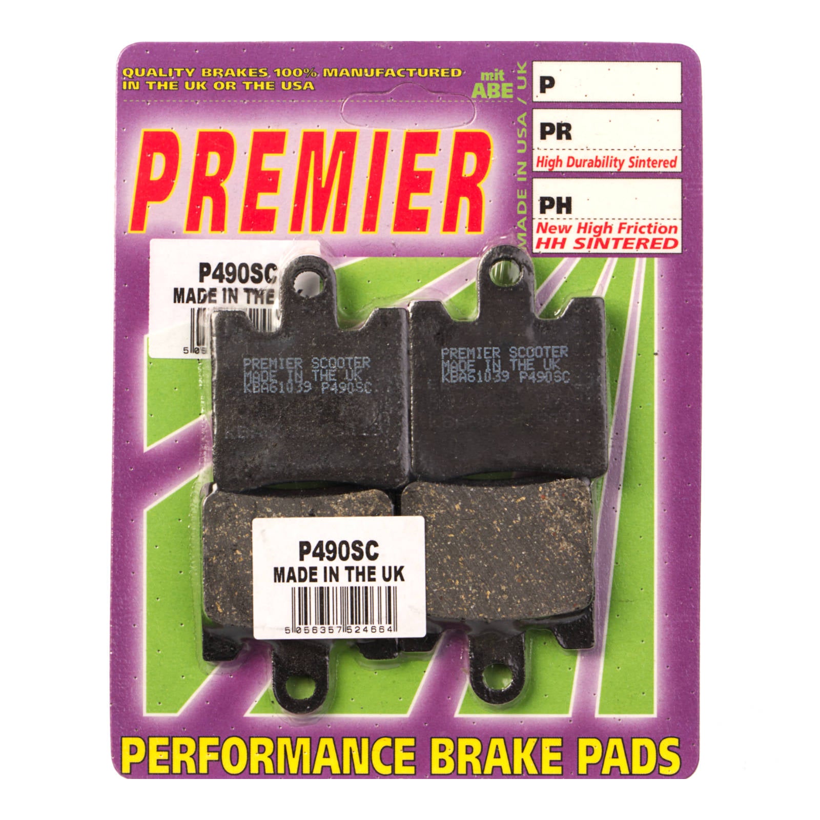 New PREMIER Brake Pads - P-Sc Organic Scooter #PBP490SC