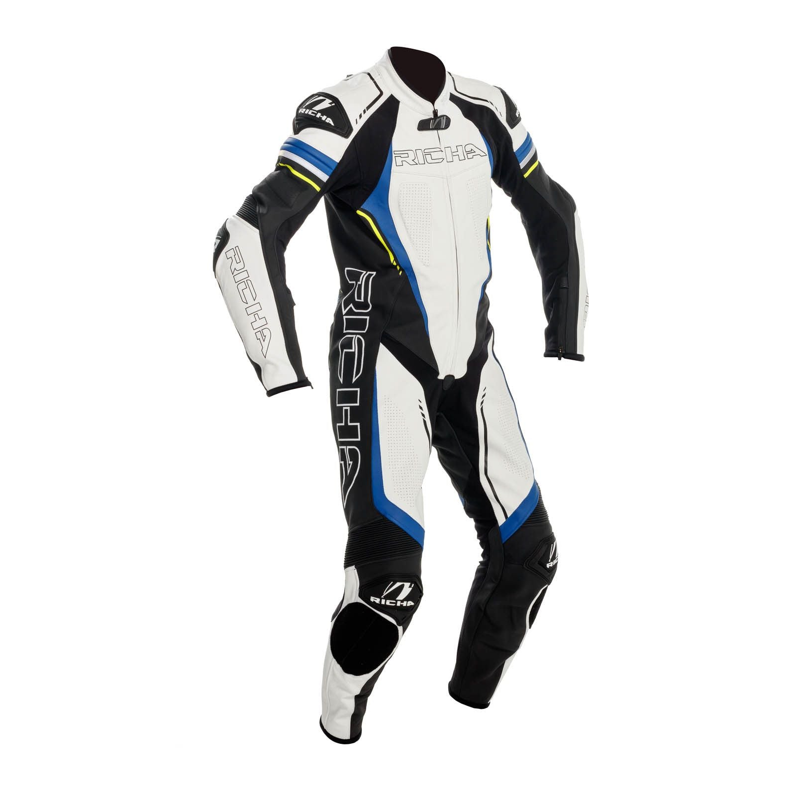 New RICHA FRANCORCHAMPS LEATHER 1PC SUIT WHT//BLU 2XL // EU56 // 46 RALSFRCWB56