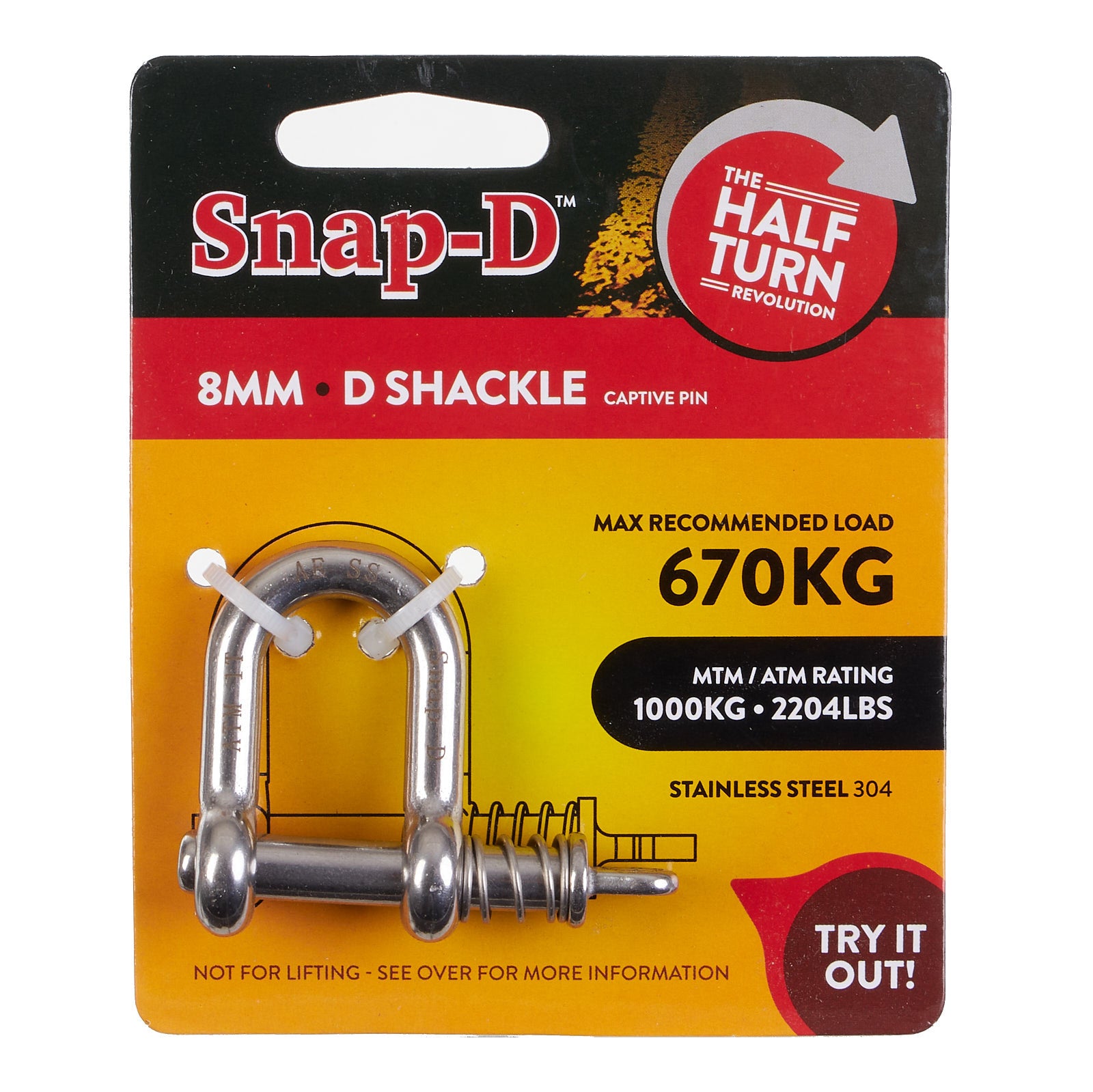 New SNAP-D Stainless Steel D-Shackle - 8mm #SD8DSS