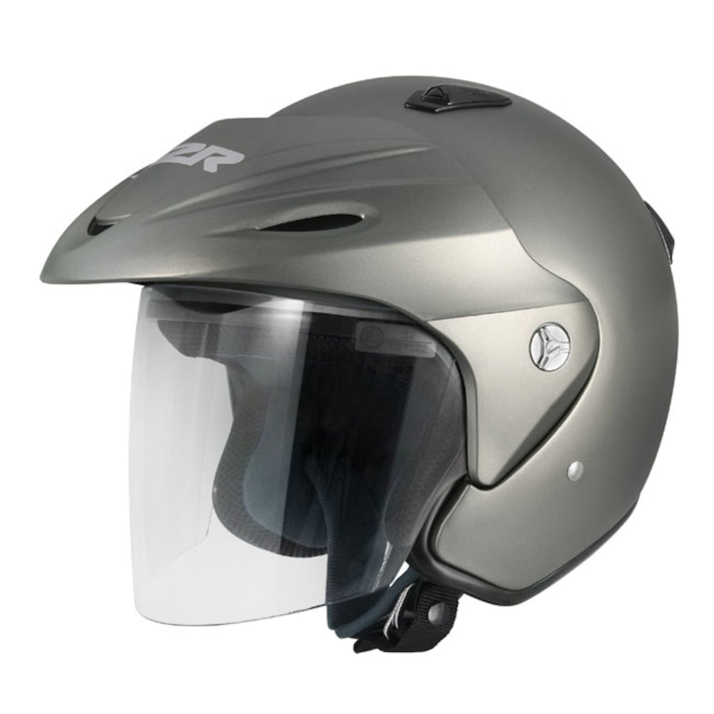 M2R 290 Lightweight Open Face Helmet Clear Visor - Titanium - XS #1116296