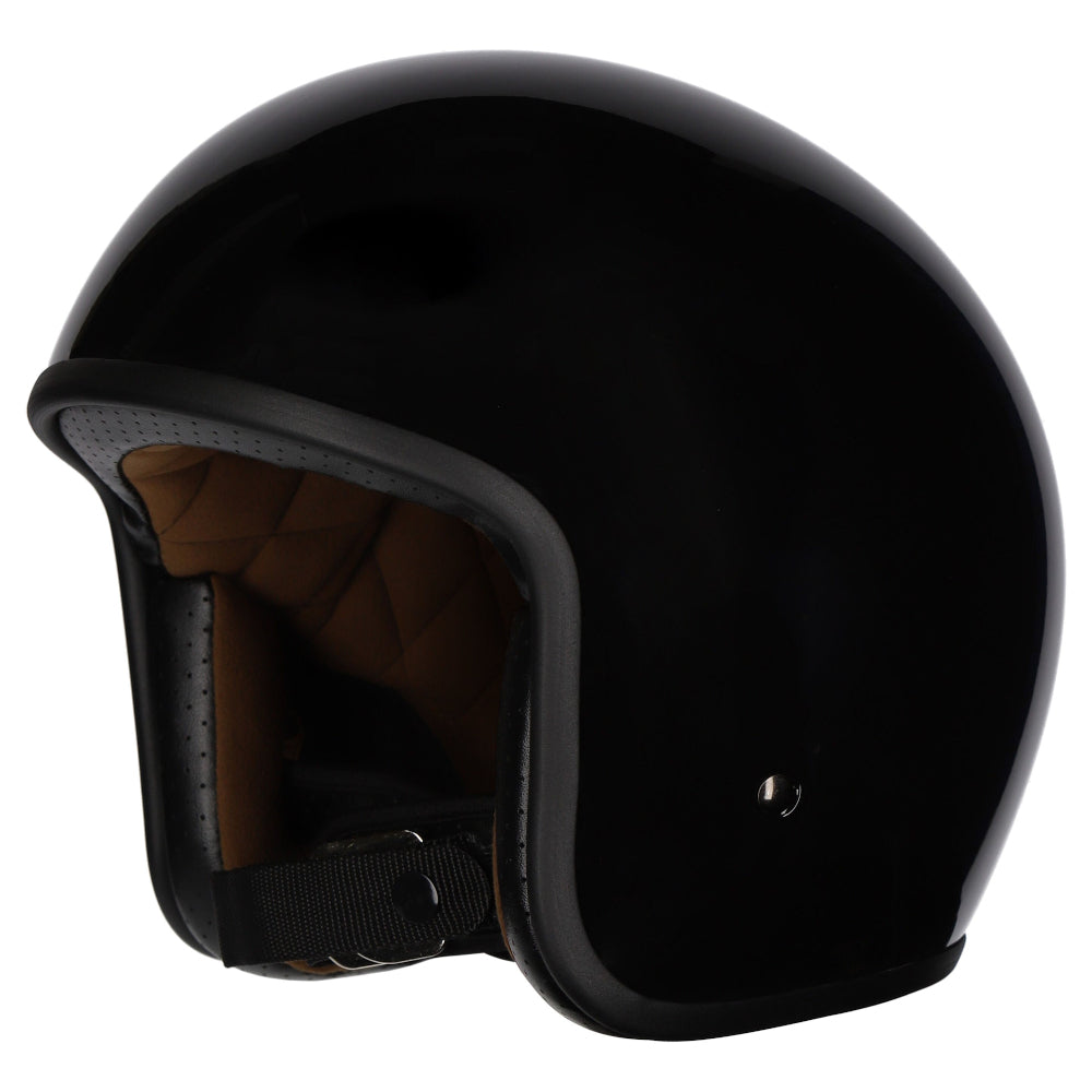 M2R Prime Open Face Motorcycle Helmet Retro Low Slung Fit - Black - XS #1126352