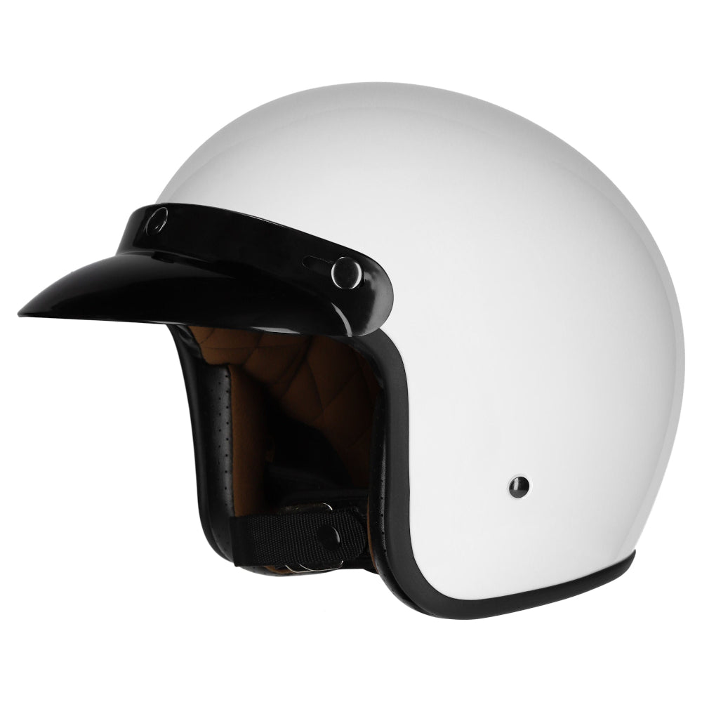 M2R Prime Open Face Motorcycle Helmet Low Slung Fit - White Studs - XL #1126362
