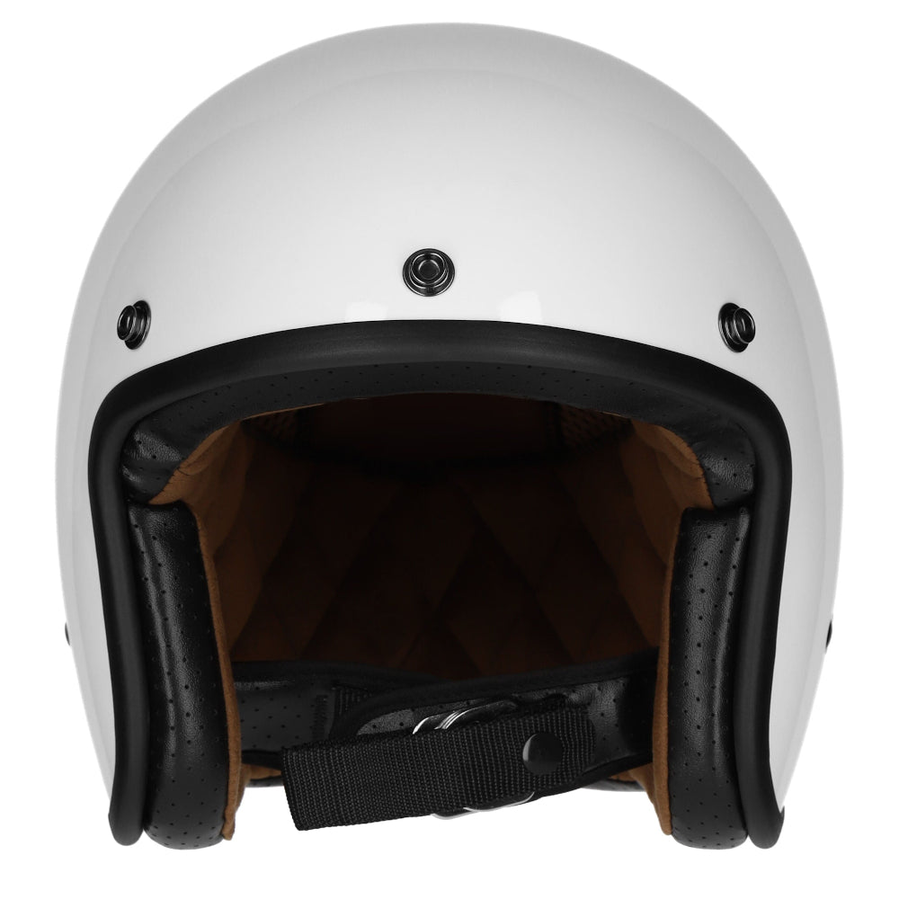 M2R Prime Open Face Motorcycle Helmet Low Slung Fit - White Studs - XL #1126362