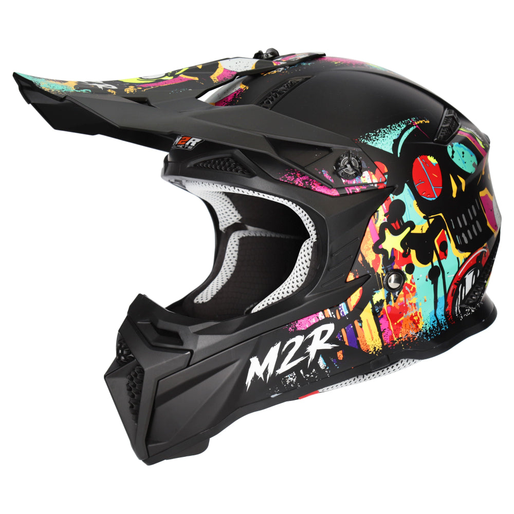 M2R X2.1 Youth ECE 22.06 Lightweight MX Helmet - GRAFFITI PC-1 - YM #1129305