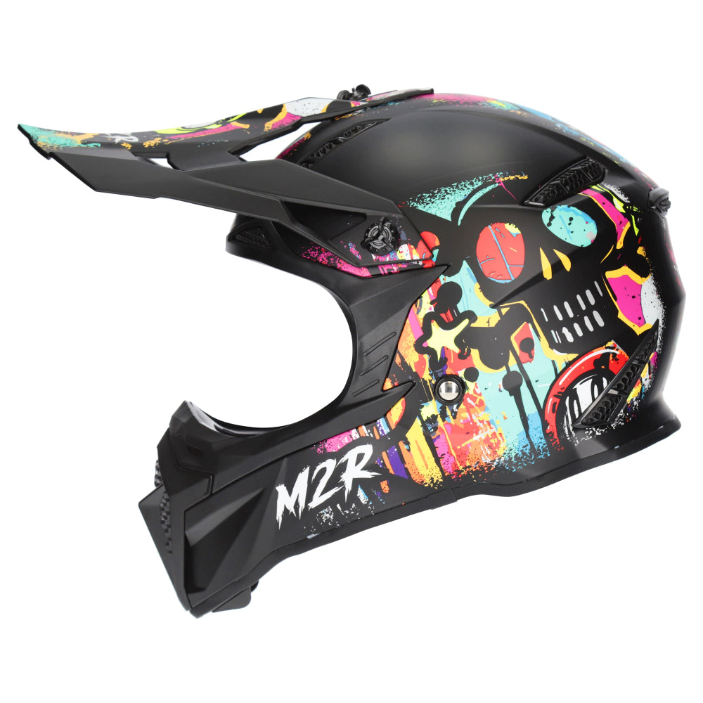 M2R X2.1 Youth ECE 22.06 Lightweight MX Helmet - GRAFFITI PC-1 - YM #1129305