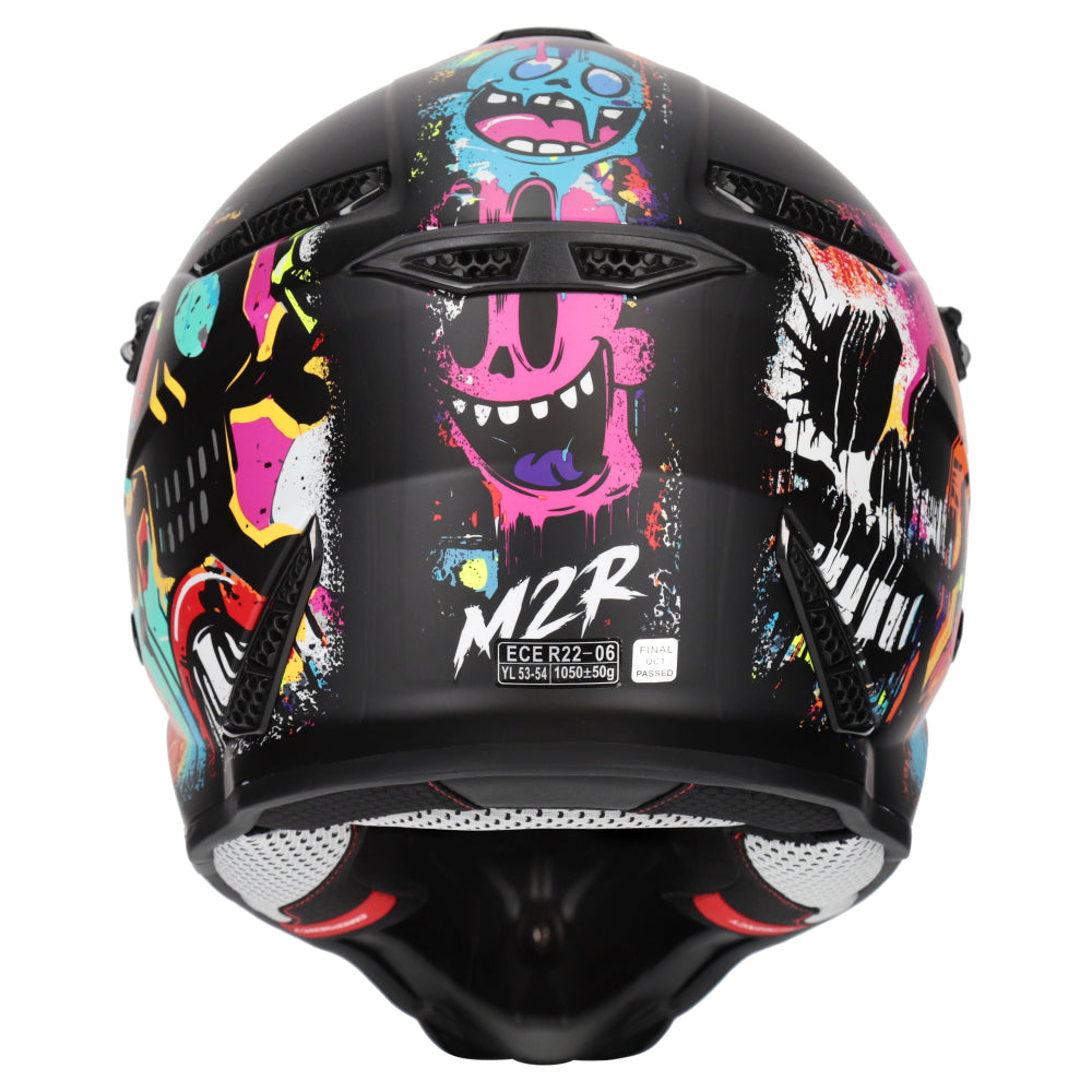 M2R X2.1 Youth ECE 22.06 Lightweight MX Helmet - GRAFFITI PC-1 - YM #1129305