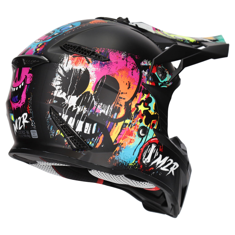 M2R X2.1 Youth ECE 22.06 Lightweight MX Helmet - GRAFFITI PC-1 - YM #1129305