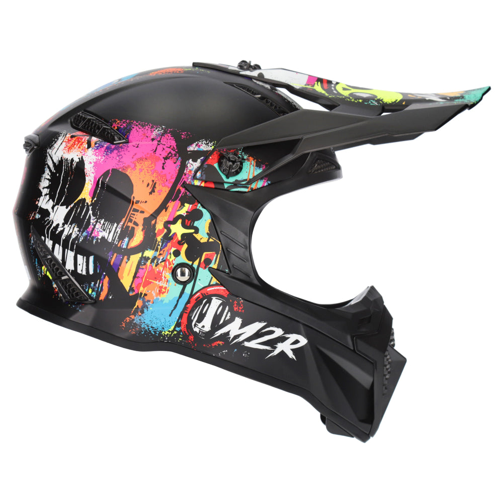 M2R X2.1 Youth ECE 22.06 Lightweight MX Helmet - GRAFFITI PC-1 - YM #1129305