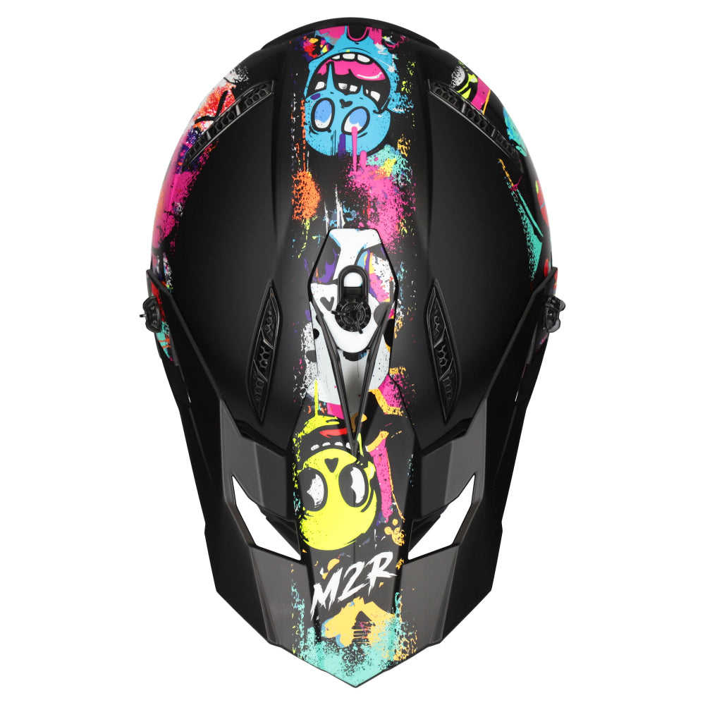 M2R X2.1 Youth ECE 22.06 Lightweight MX Helmet - GRAFFITI PC-1 - YM #1129305