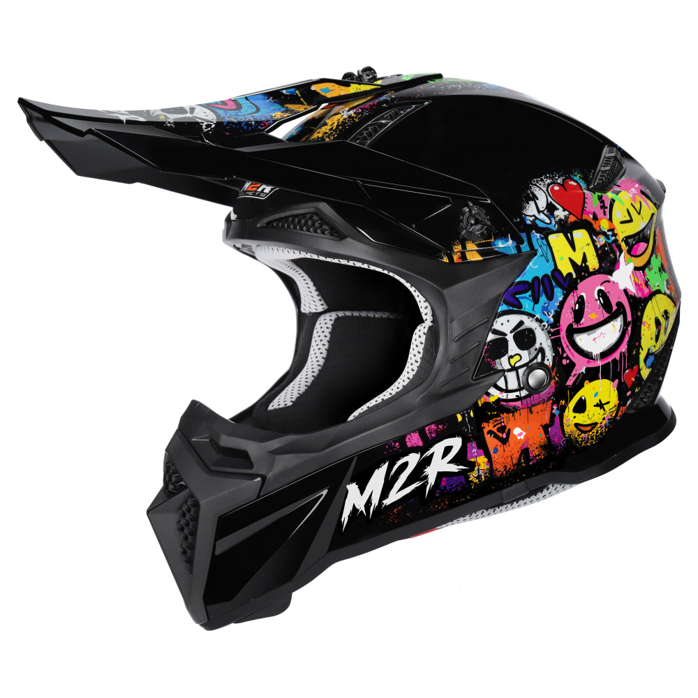 M2R X2.1 Youth ECE 22.06 Lightweight MX Helmet - EMOJI PC-10 - YM #1130384