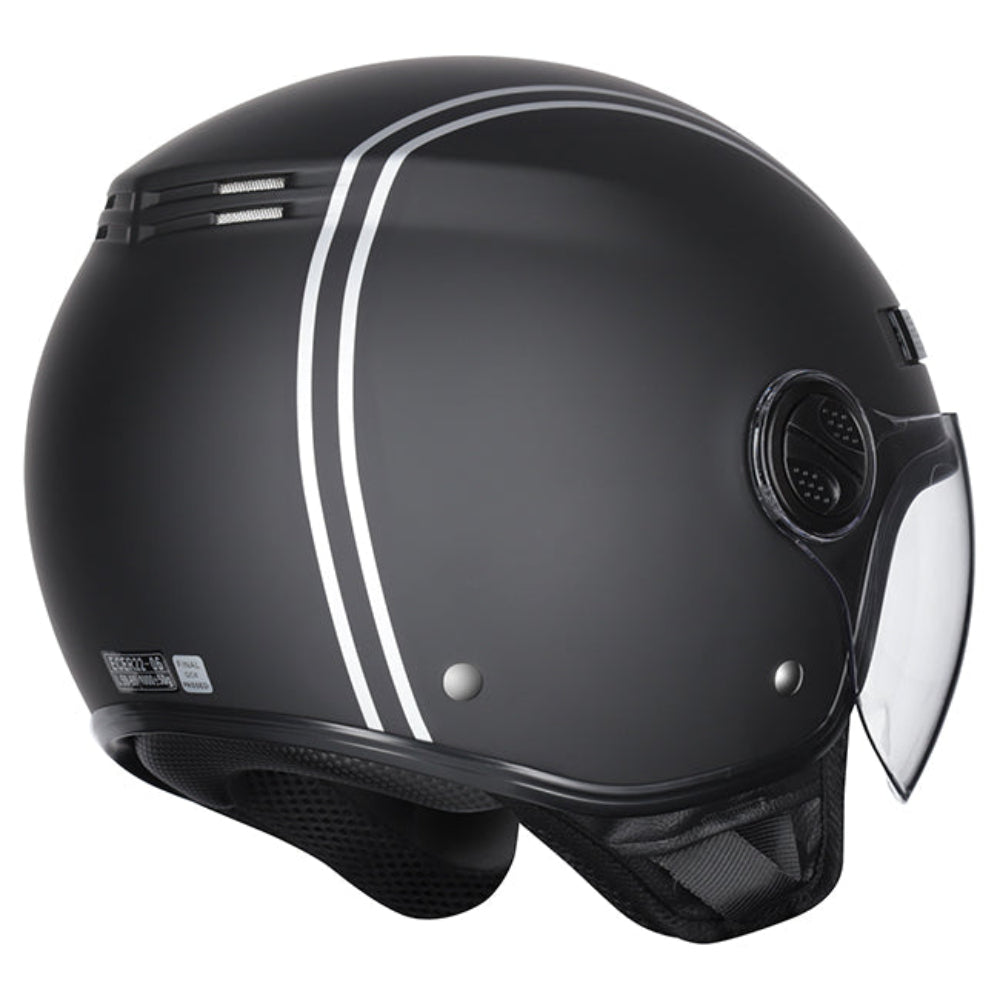 M2R Nimbus ECE22.06 ABS Scooter Helmet - Stripe Black Silver PC-5F - XS #1131085
