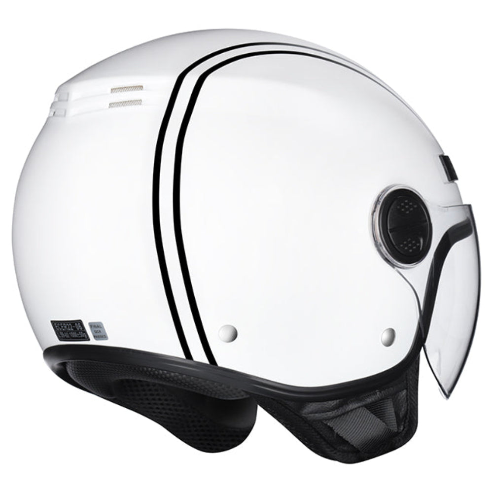 M2R Nimbus ECE22.06 ABS Scooter Helmet - Stripe White Black PC-6 - M #1131093