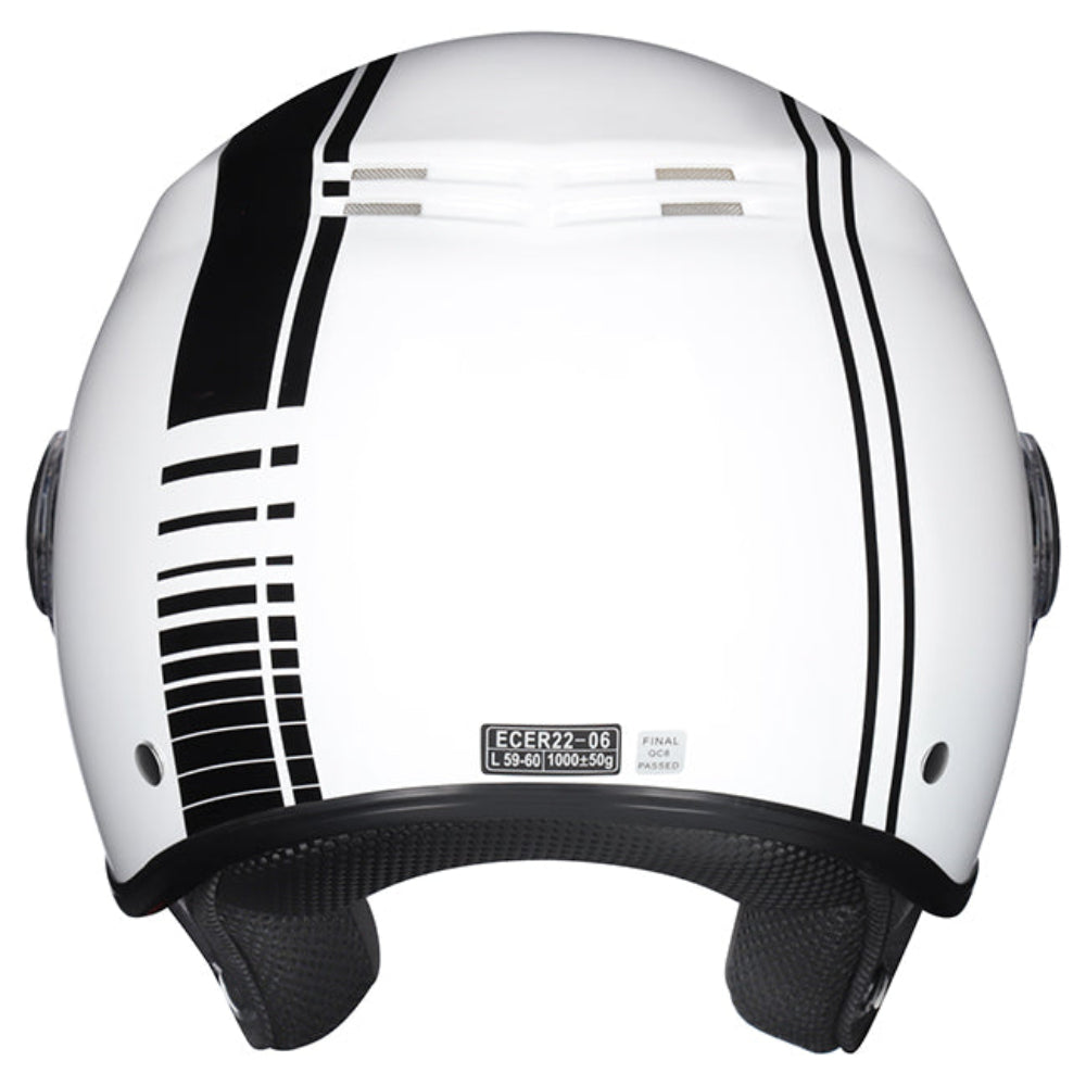 M2R Nimbus ECE22.06 ABS Scooter Helmet - Stripe White Black PC-6 - M #1131093